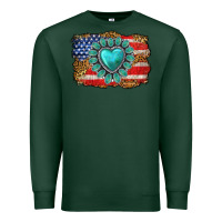 Sports Green American flag leopard turquoise gemstone Premium Sweatshirt - Neo Western