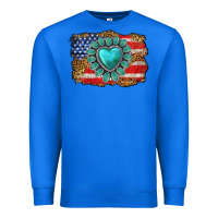 True Royal American flag leopard turquoise gemstone Premium Sweatshirt - Neo Western