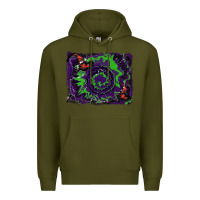 Army Green halloween witch hat backgraund Premium Hoodie - RanaPortraitStore