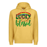 Antique Gold Western St. Patrick's Rainbow Lucky And Blessed Premium Hoodie - Artiststas