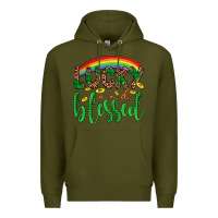 Army Green Western St. Patrick's Rainbow Lucky And Blessed Premium Hoodie - Artiststas