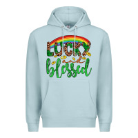 Blue Mist Western St. Patrick's Rainbow Lucky And Blessed Premium Hoodie - Artiststas
