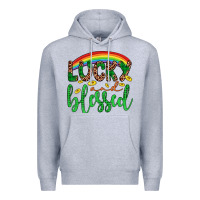 Heather Grey Western St. Patrick's Rainbow Lucky And Blessed Premium Hoodie - Artiststas