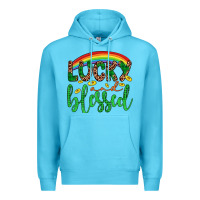 Ocean Blue Western St. Patrick's Rainbow Lucky And Blessed Premium Hoodie - Artiststas