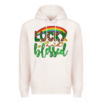Pale Pink Western St. Patrick's Rainbow Lucky And Blessed Premium Hoodie - Artiststas