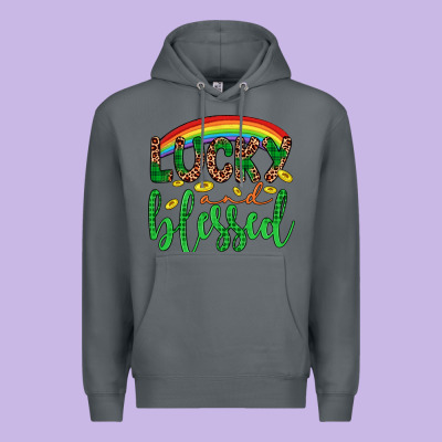 Western St. Patrick's Rainbow Lucky And Blessed Premium Hoodie Designed By Artiststas