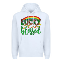 White Western St. Patrick's Rainbow Lucky And Blessed Premium Hoodie - Artiststas