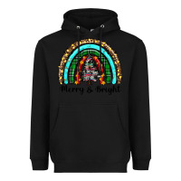Black merry and bright rainbow christmas Heavyweight Hoodie - RanaPortraitStore