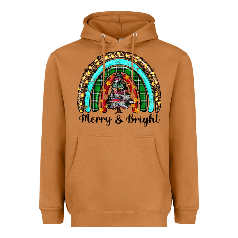 Merry And Bright Rainbow Christmas Heavyweight Hoodie by RanaPortraitStore | Teevron