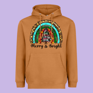 Merry And Bright Rainbow Christmas Heavyweight Hoodie Designed By Ranaportraitstore