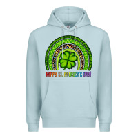 Blue Mist Happy St. Patrick's Day Shamrock Rainbow Premium Hoodie - Artiststas