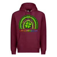 Burgundy Happy St. Patrick's Day Shamrock Rainbow Premium Hoodie - Artiststas