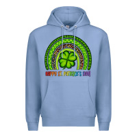 Colony Blue Happy St. Patrick's Day Shamrock Rainbow Premium Hoodie - Artiststas