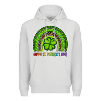 Dove Grey Happy St. Patrick's Day Shamrock Rainbow Premium Hoodie - Artiststas