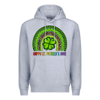 Heather Grey Happy St. Patrick's Day Shamrock Rainbow Premium Hoodie - Artiststas