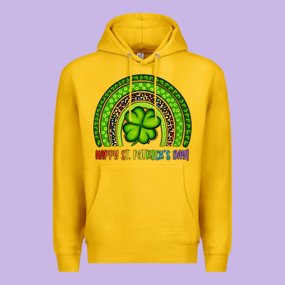 Happy St. Patrick's Day Shamrock Rainbow Premium Hoodie Designed By Artiststas