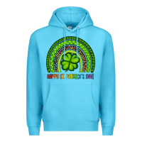 Ocean Blue Happy St. Patrick's Day Shamrock Rainbow Premium Hoodie - Artiststas
