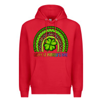 Red Happy St. Patrick's Day Shamrock Rainbow Premium Hoodie - Artiststas