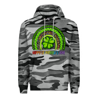 Slate Camo Happy St. Patrick's Day Shamrock Rainbow Premium Hoodie - Artiststas