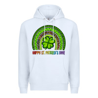 White Happy St. Patrick's Day Shamrock Rainbow Premium Hoodie - Artiststas