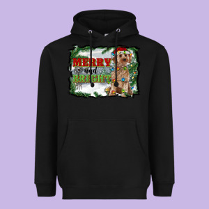 Merry And Bright Cockapoo Heavyweight Hoodie Designed By Ranaportraitstore