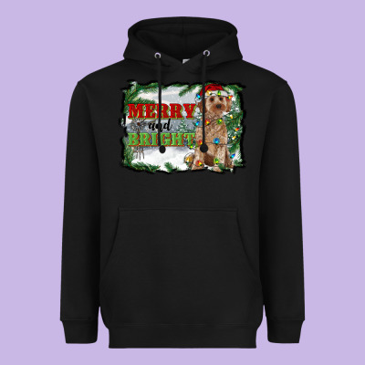 Merry And Bright Cockapoo Heavyweight Hoodie Designed By Ranaportraitstore