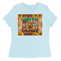 Baby Blue coffee time gnomies Ladies Tee - BarkalooDesign