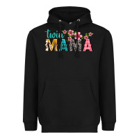 Black twin mama with flowers Heavyweight Hoodie - texasbilliewilder