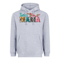 Heather Grey twin mama with flowers Heavyweight Hoodie - texasbilliewilder