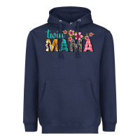 Navy twin mama with flowers Heavyweight Hoodie - texasbilliewilder