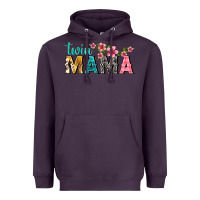 Plum twin mama with flowers Heavyweight Hoodie - texasbilliewilder