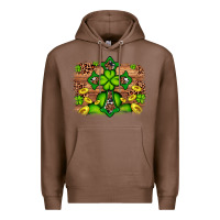 Chestnut Western Shamrock Cross Leopard Background Premium Hoodie - Artiststas