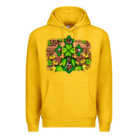Lemon Western Shamrock Cross Leopard Background Premium Hoodie - Artiststas