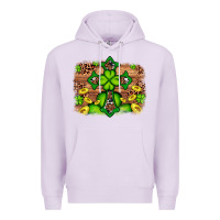 Lilac Western Shamrock Cross Leopard Background Premium Hoodie - Artiststas