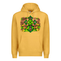 Mustard Western Shamrock Cross Leopard Background Premium Hoodie - Artiststas