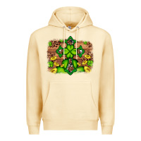 Pina Colada Western Shamrock Cross Leopard Background Premium Hoodie - Artiststas
