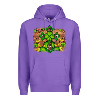 Purple Western Shamrock Cross Leopard Background Premium Hoodie - Artiststas