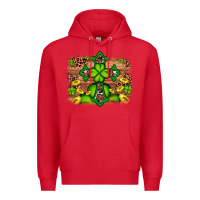 Red Western Shamrock Cross Leopard Background Premium Hoodie - Artiststas