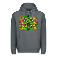 Rock Western Shamrock Cross Leopard Background Premium Hoodie - Artiststas