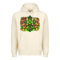 Sandshell Western Shamrock Cross Leopard Background Premium Hoodie - Artiststas