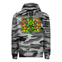 Slate Camo Western Shamrock Cross Leopard Background Premium Hoodie - Artiststas