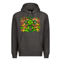 Smoke Western Shamrock Cross Leopard Background Premium Hoodie - Artiststas