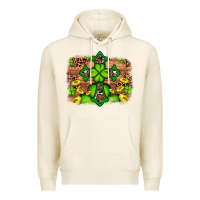 Tofu Western Shamrock Cross Leopard Background Premium Hoodie - Artiststas