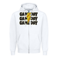 White game day game day game day softball Zipper Hoodie - MaliasSmallBusiness