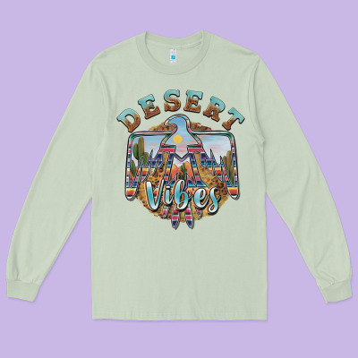 Desert Vibes Thunderbird Long Sleeve Tee Designed By Barkaloodesign