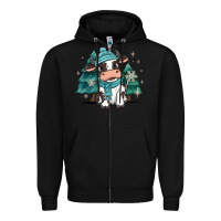 Black winter i'm udderly freezing baby cow Zipper Hoodie - MaliasSmallBusiness