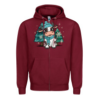 Burgundy winter i'm udderly freezing baby cow Zipper Hoodie - MaliasSmallBusiness