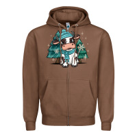 Chestnut winter i'm udderly freezing baby cow Zipper Hoodie - MaliasSmallBusiness