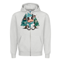 Dove Grey winter i'm udderly freezing baby cow Zipper Hoodie - MaliasSmallBusiness