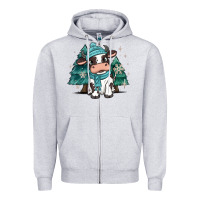 Heather Grey winter i'm udderly freezing baby cow Zipper Hoodie - MaliasSmallBusiness
